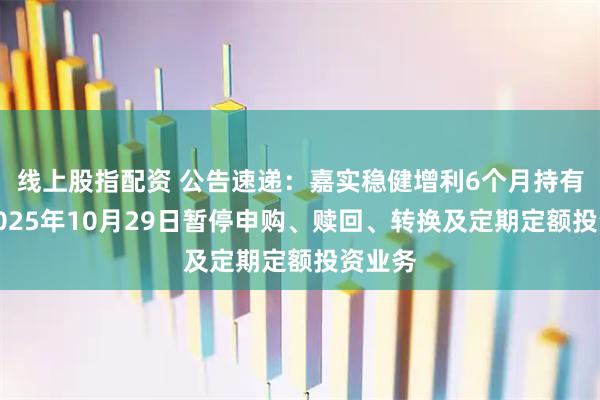 线上股指配资 公告速递：嘉实稳健增利6个月持有混合2025年10月29日暂停申购、赎回、转换及定期定额投资业务