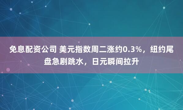 免息配资公司 美元指数周二涨约0.3%，纽约尾盘急剧跳水，日元瞬间拉升